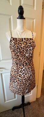 La Belle Fashions Inc. Vintage Leopard Print Spaghetti Strap Mini Dress
